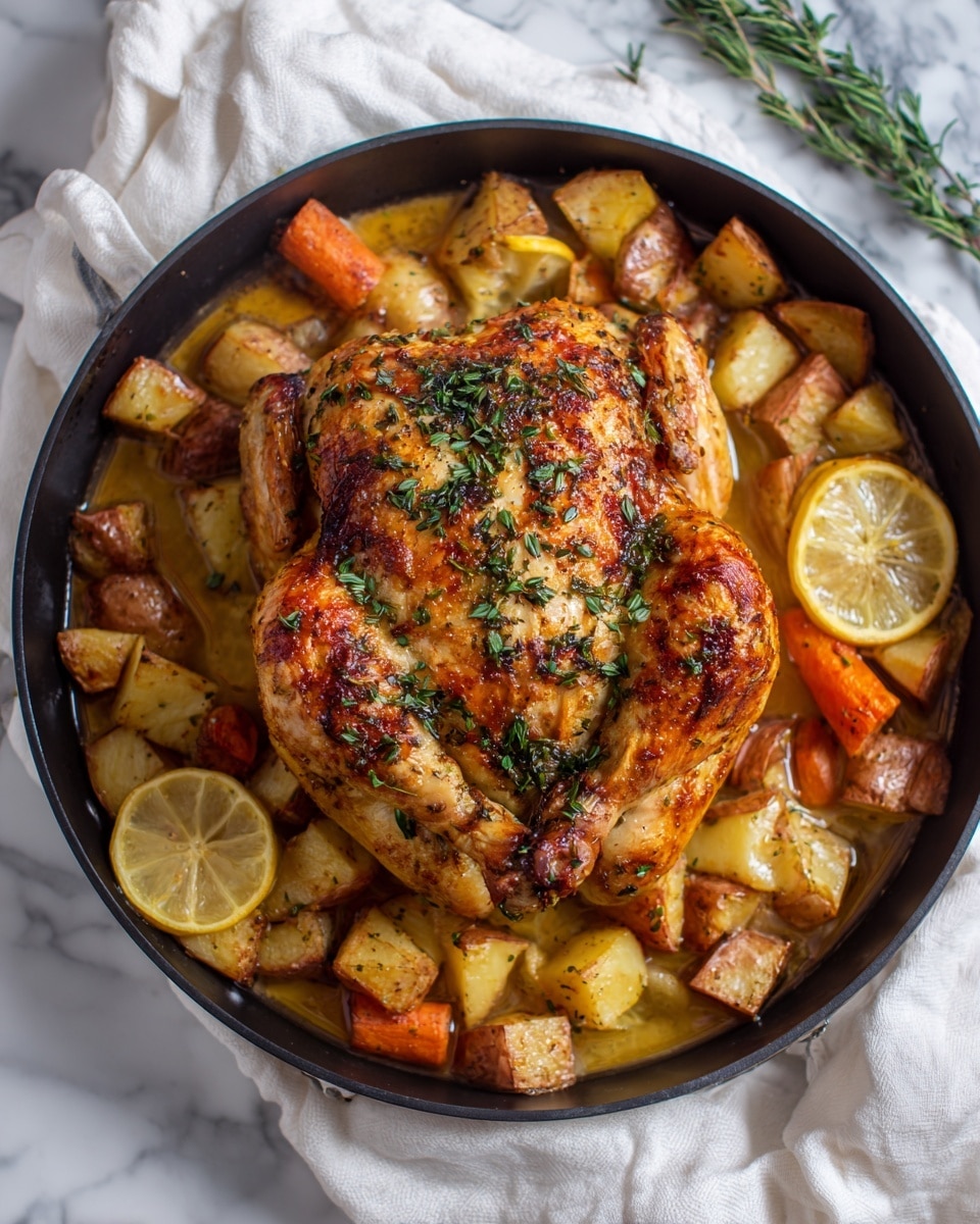 Stove Top Lemon Chicken Roast with Savory Veggies Recipe - Recipe Image