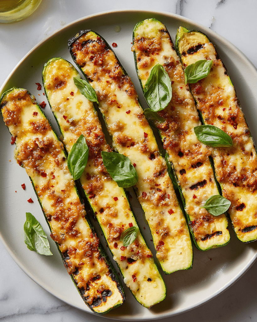 Cheesy Garlic Zucchini Steaks Recipe
