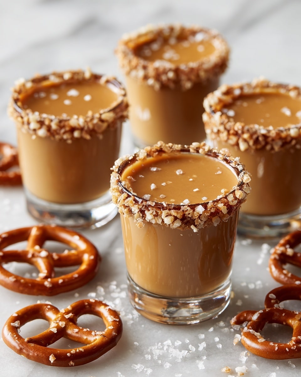Boozy Salted Caramel Pretzel Shots Recipe - Recipe Image