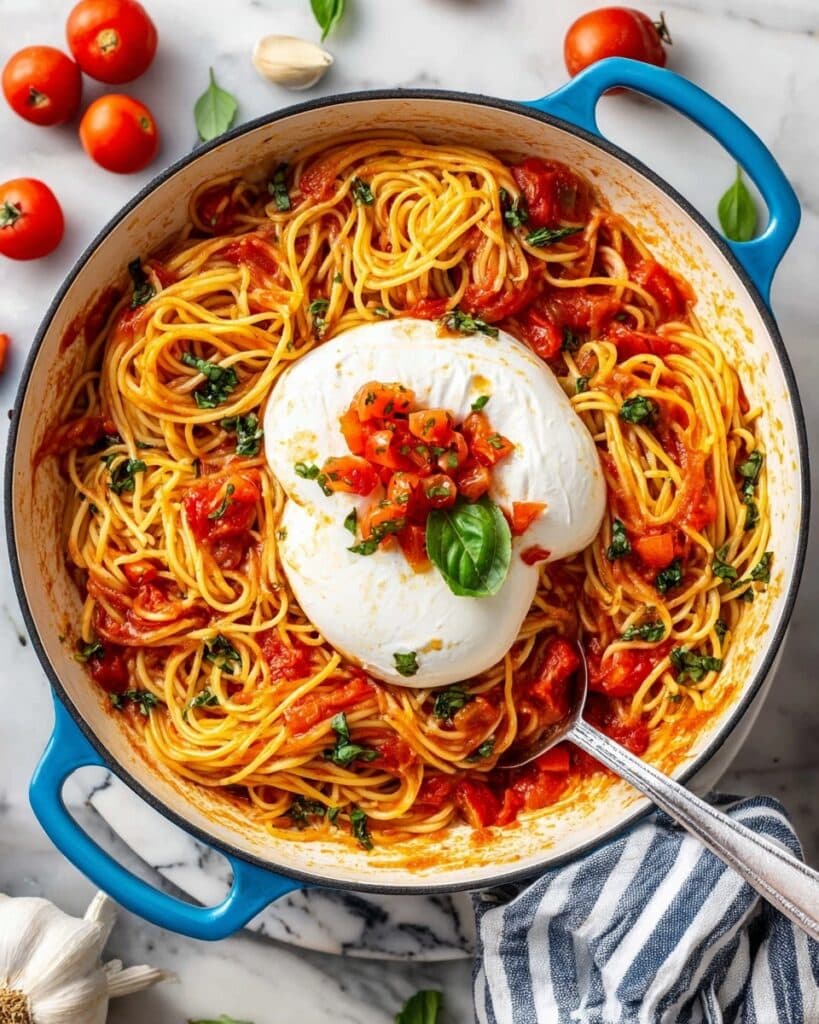 Cherry Tomato Pasta with Basil and Burrata Recipe