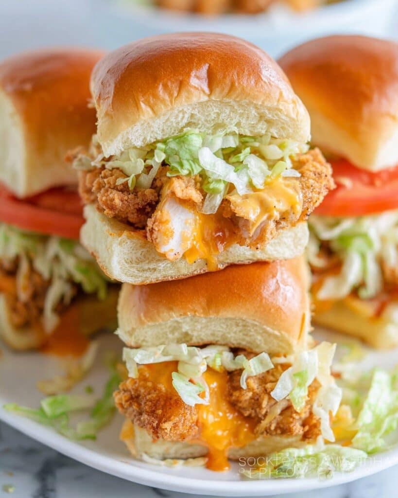 Chicken Tender Sliders with Honey Mustard Glaze and Fresh Veggies Recipe