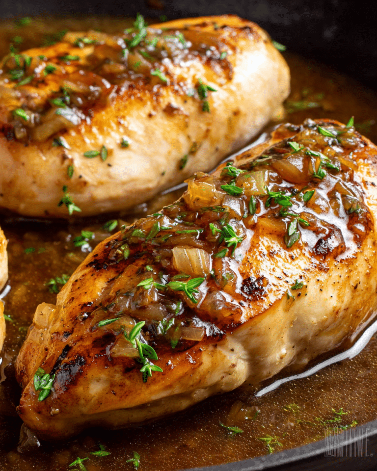 Pan Seared Juicy Chicken Breast with Garlic Shallot Wine Sauce Recipe