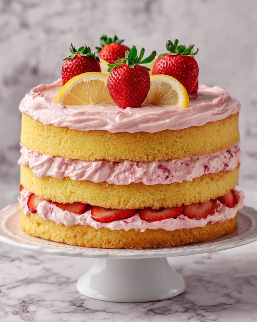 Strawberry Lemon Cake with Strawberry Buttercream Recipe