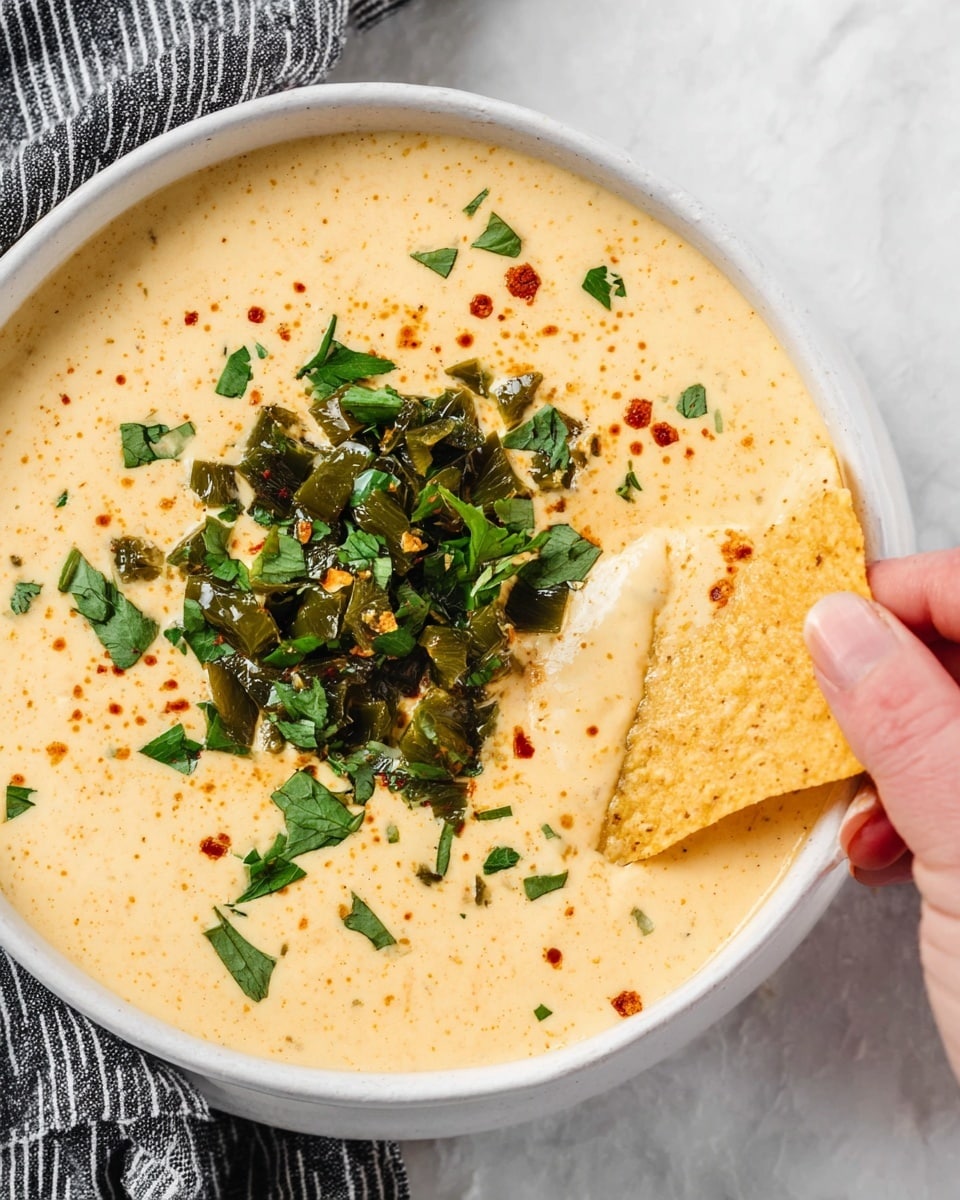 Creamy Queso Blanco with Roasted Poblanos and Melted Cheeses Recipe - Recipe Image