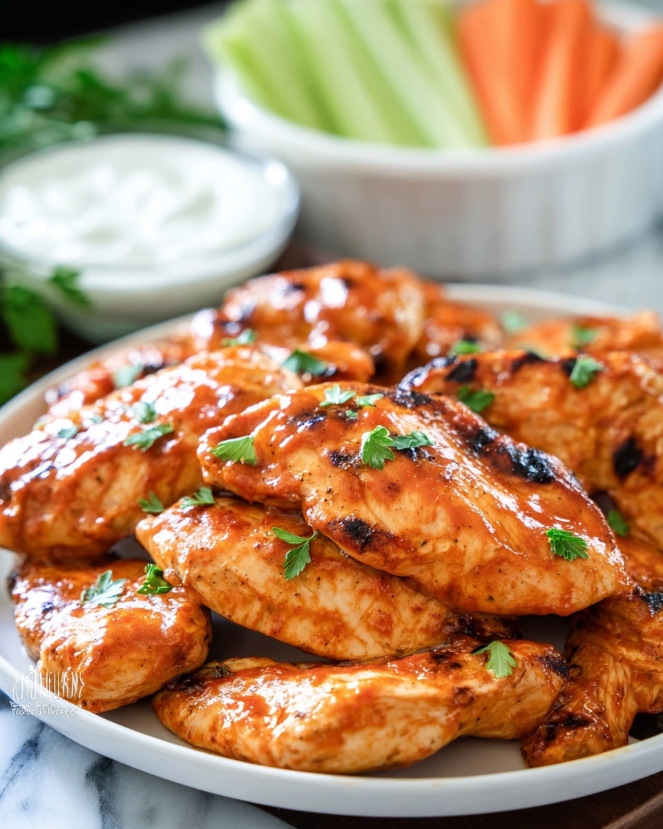 Saucy Buffalo Chicken Tenders (No Breading) Recipe - Recipe Image