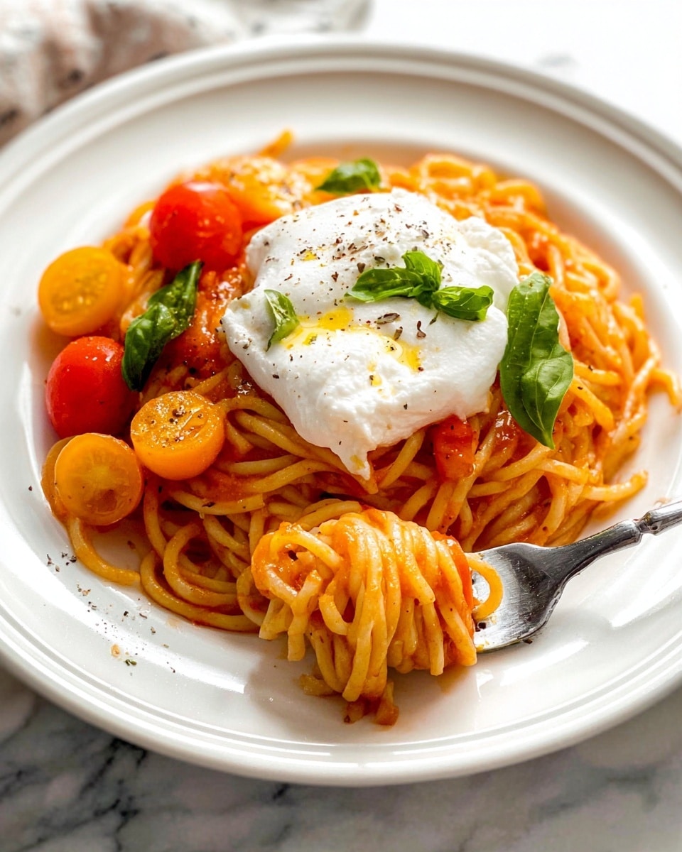 Cherry Tomato Pasta with Basil and Burrata Recipe - Recipe Image