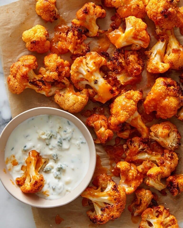 Air Fryer Buffalo Cauliflower with Blue Cheese Dip Recipe