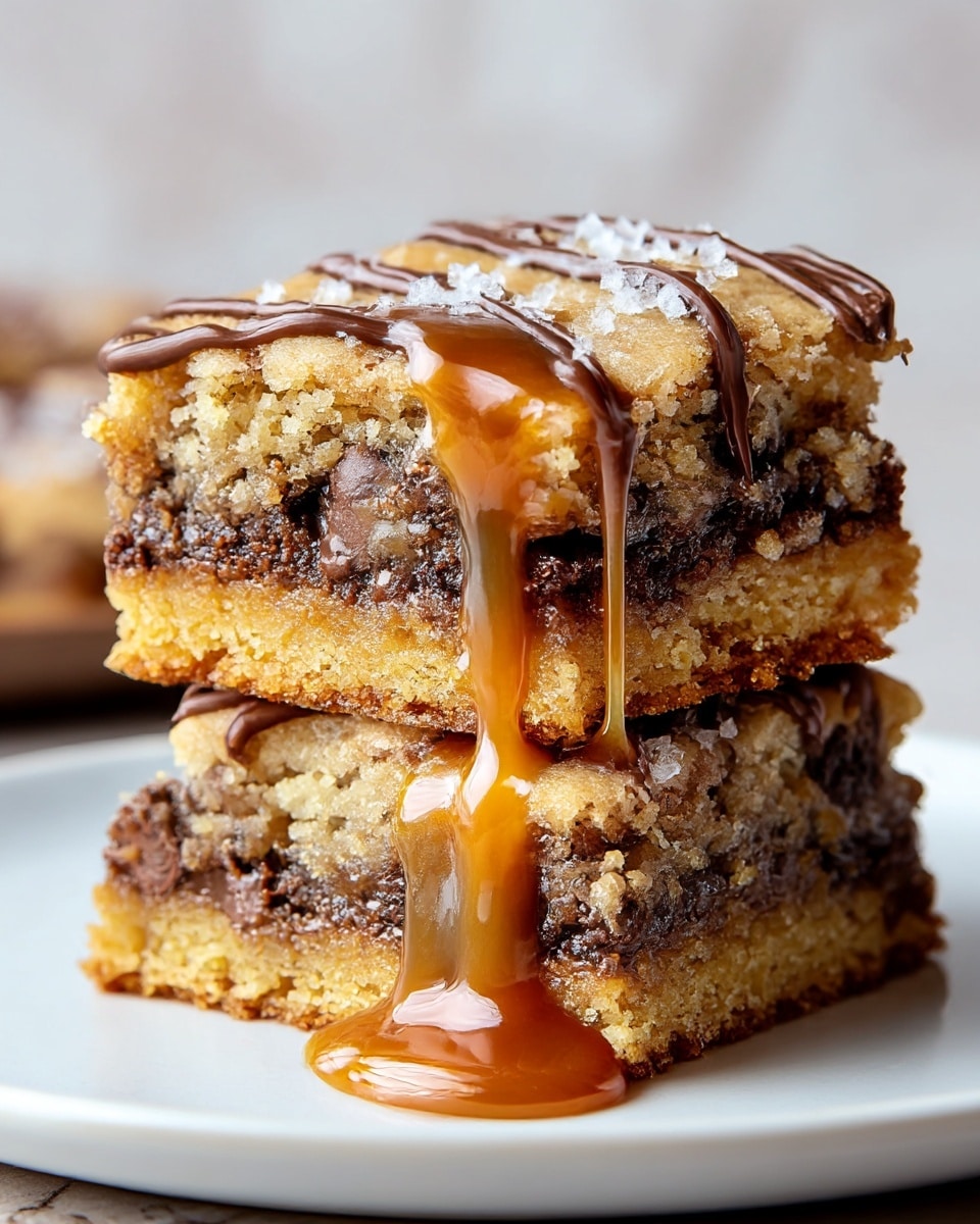 Gooey Salted Caramel Chocolate Chip Cookie Bars Recipe - Recipe Image