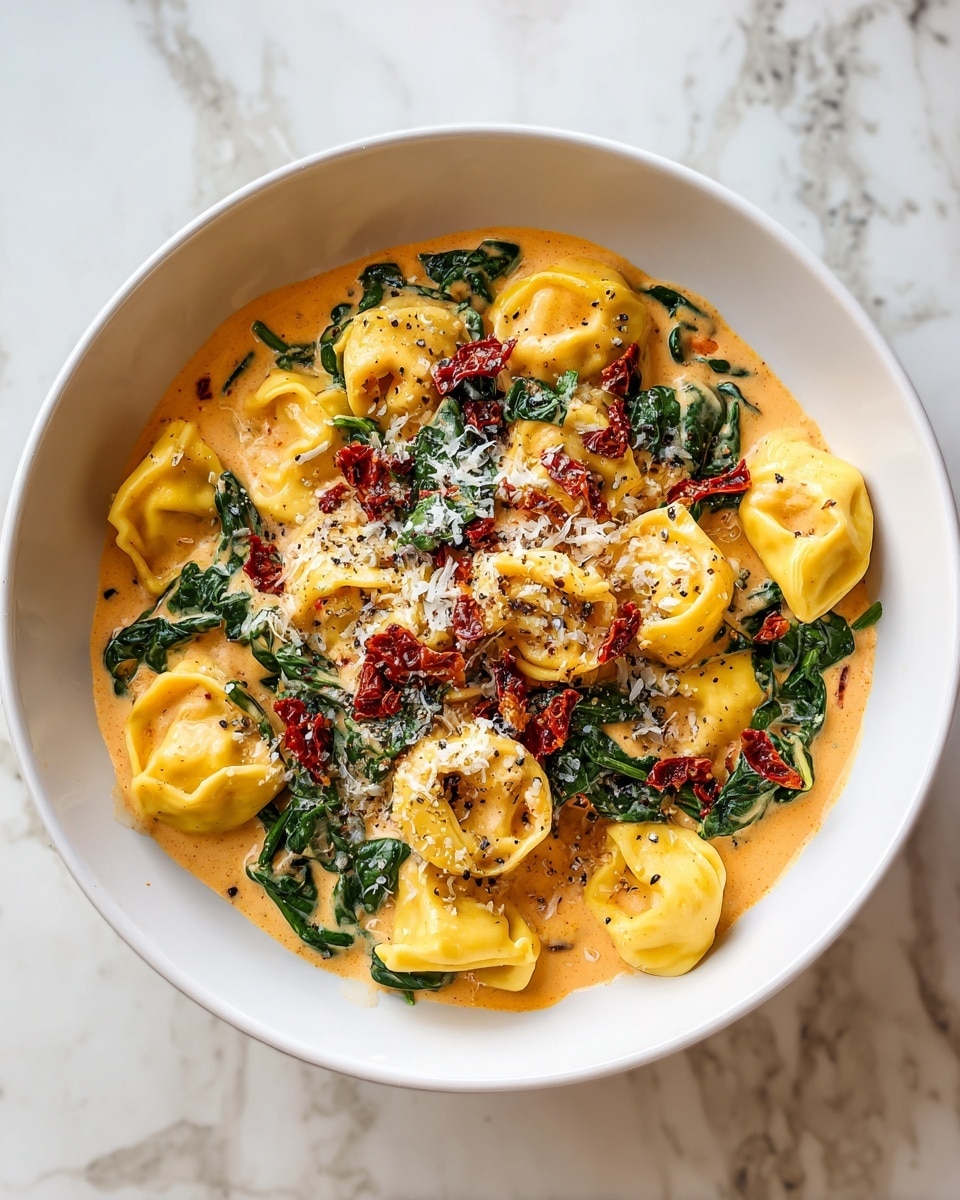 Creamy Spinach & Sun-Dried Tomato Tortellini Recipe - Recipe Image