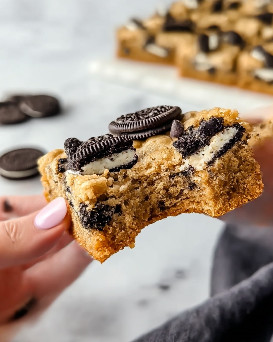 Chewy Oreo Blondies With White Chocolate Recipe - Recipe Image