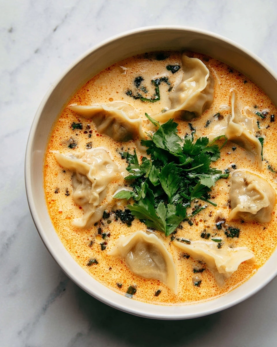 Creamy Red Curry Soup with Dumplings and Greens Recipe