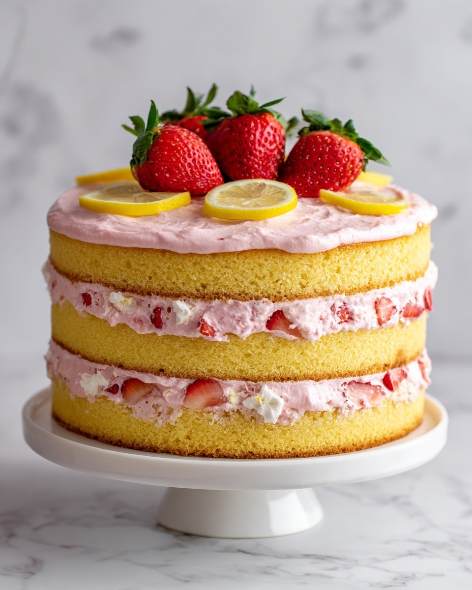 Strawberry Lemon Cake with Strawberry Buttercream Recipe - Recipe Image